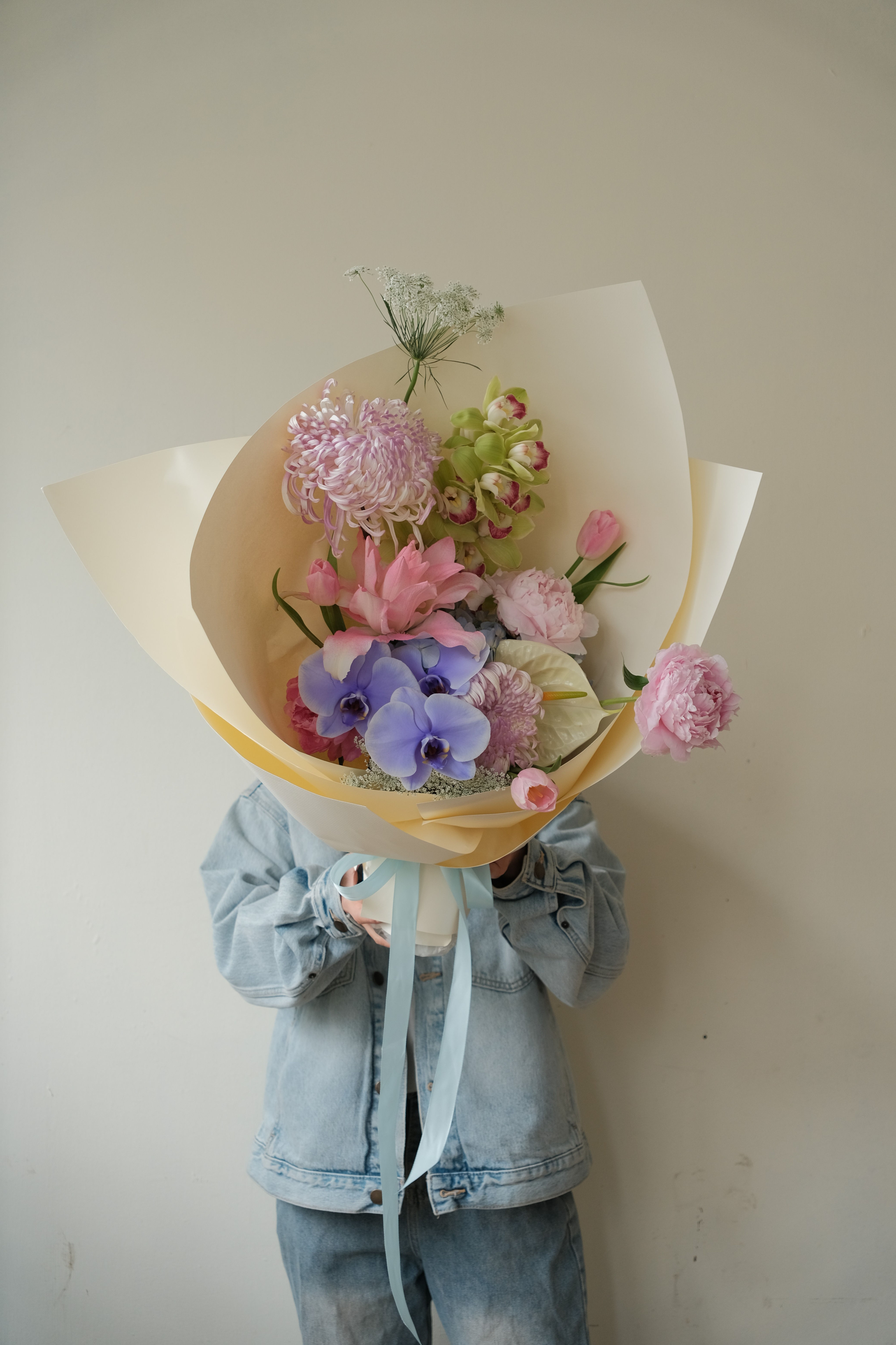 Bó hoa tone màu pastel mix giấy mỹ thuật