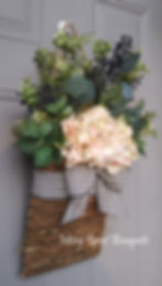 Thumbnail: Soft Blush Hydrangea Flower Basket, Front Door Decor, Summer Basket Hanger
