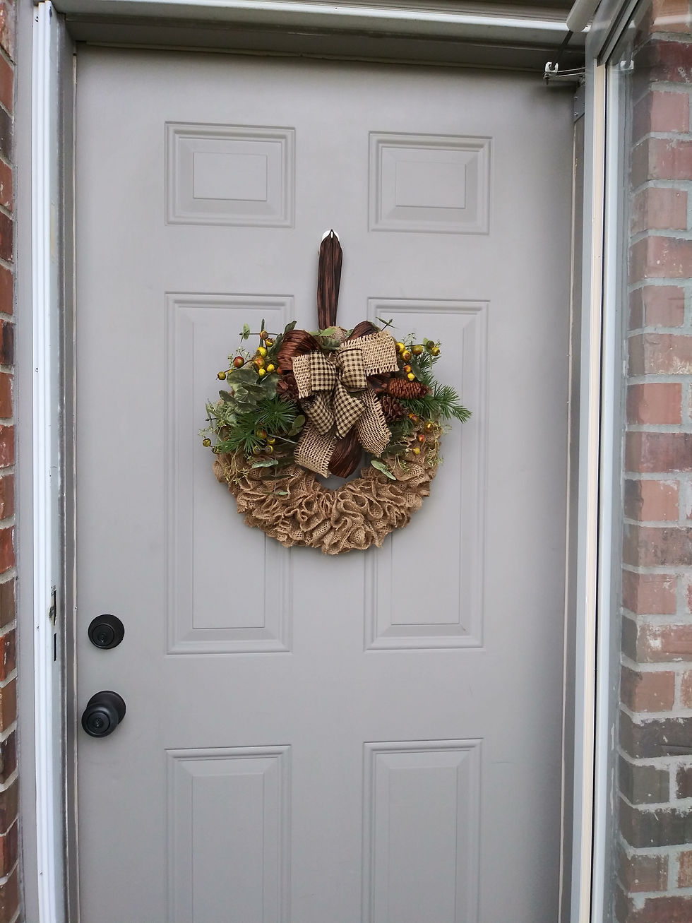 Thumbnail: Fall Burlap Wreath  Rustic Autumn Wreath  Buffalo Plaid Bow Wall Decor  Front Do