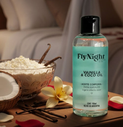 Aceite para Masajes Vainilla y Coco Efecto calor Fly Night x 100ml