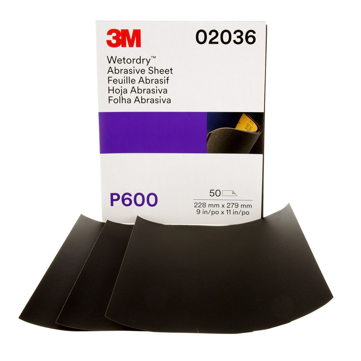 3M 02036 Wet or Dry Sheet, 600 Grit