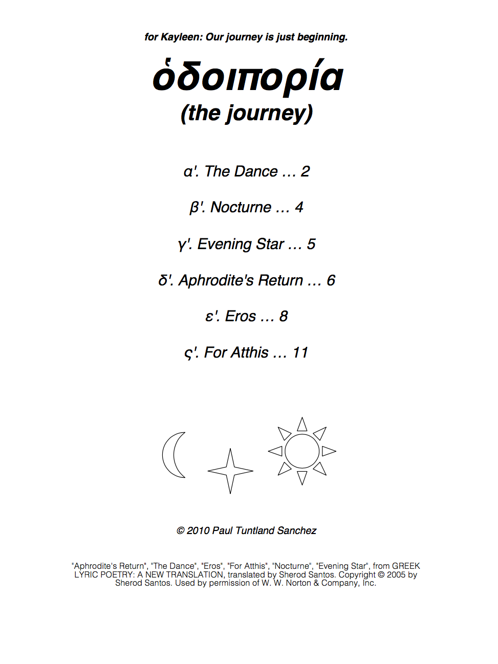 The Journey Six Settings Of Poems By Sappho Pdf Paul Sanchez