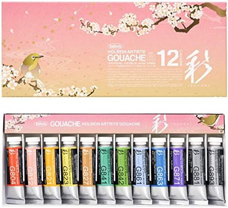 Holbein Sai Aquarela Opaca 12 Cores — Edição Primavera (15 ml)