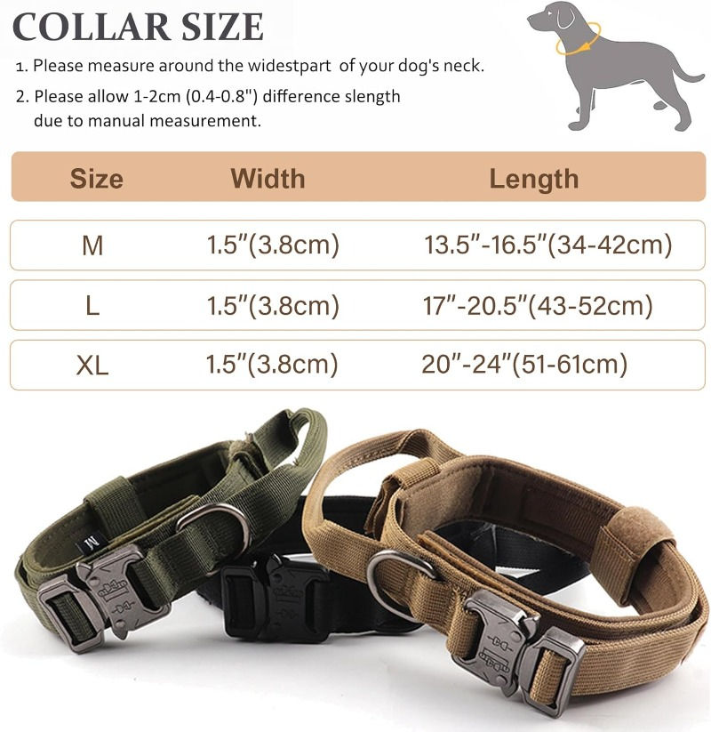 Thumbnail: Tactical Dog Collar Adjustable Military Training Nylon Dog Collar with Control H