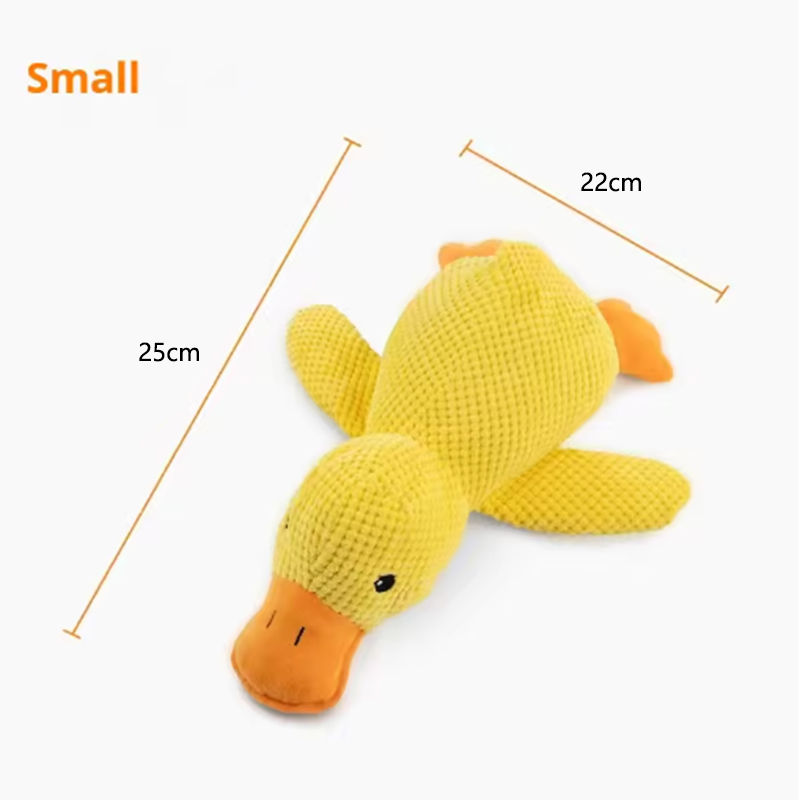 Thumbnail: Dog sleeping with a dog hug duck toys to relieve boredom of little yellow duck p