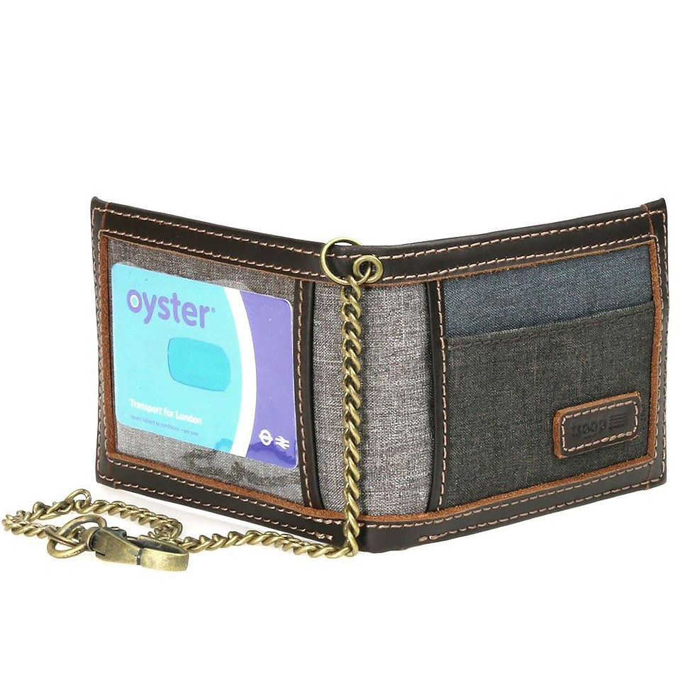 TRP0401 Troop London Urban Security Travel Wallet Bi-fold with Chain and ID Card