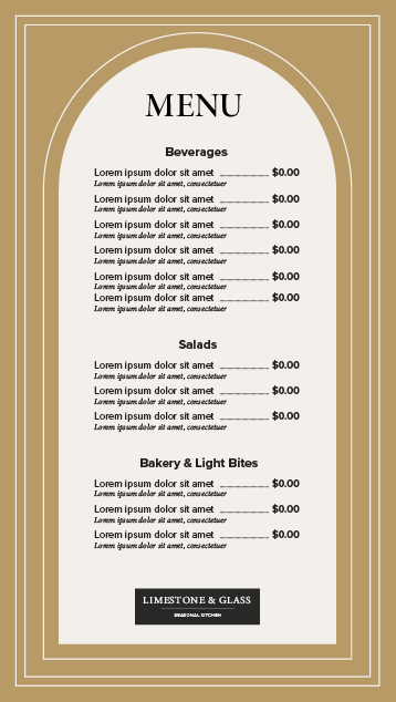 LIMESTONE AND GLASS menu design