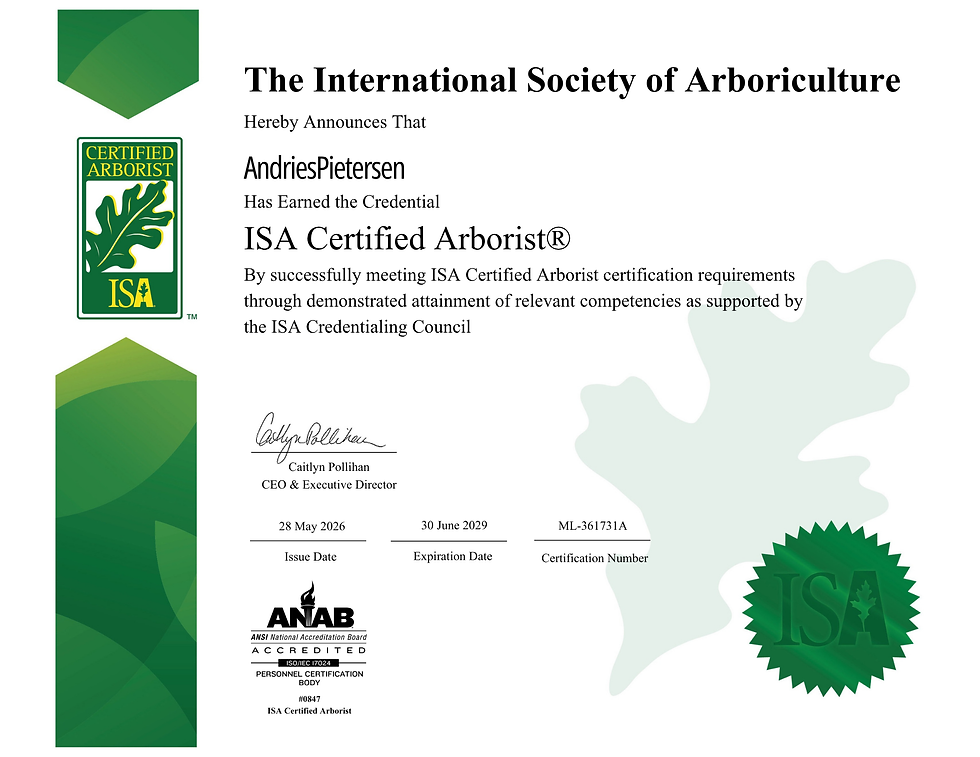 ISA Certificate awarded to André Pietersen