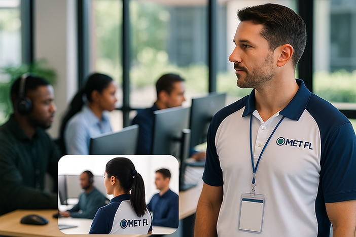 A team of IT professionals collaborating in a modern office, delivering managed IT services and technical support for businesses