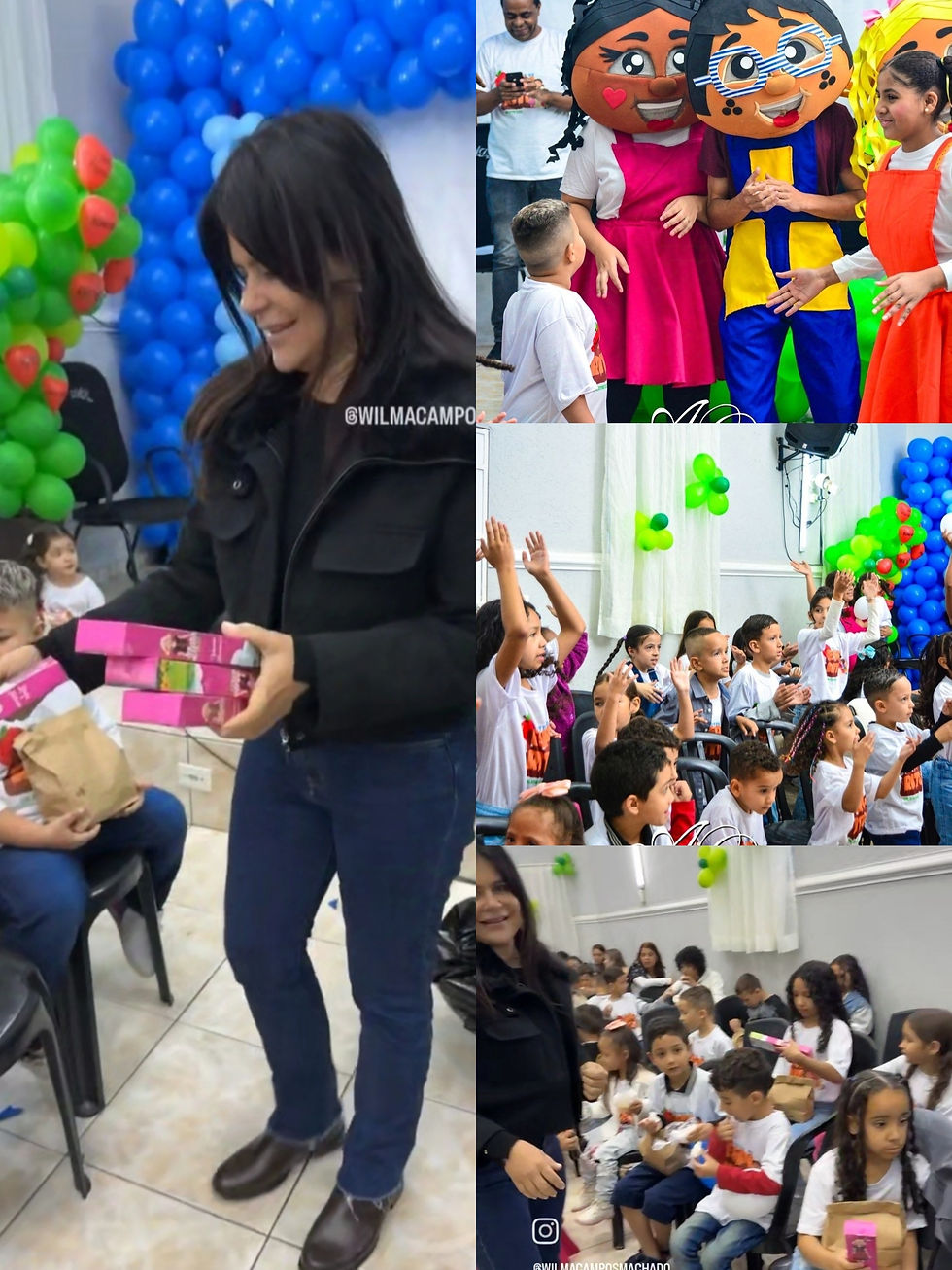 wilma campos machado, presidente da sp frente cidadã, fazendo doação de brinquedos para crianças da comunidade flor de maio