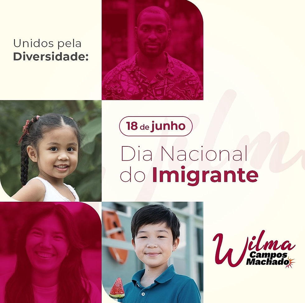 Dia nacional do Imigrante, imagem com pessoas de diversas nacionalidades e raça.