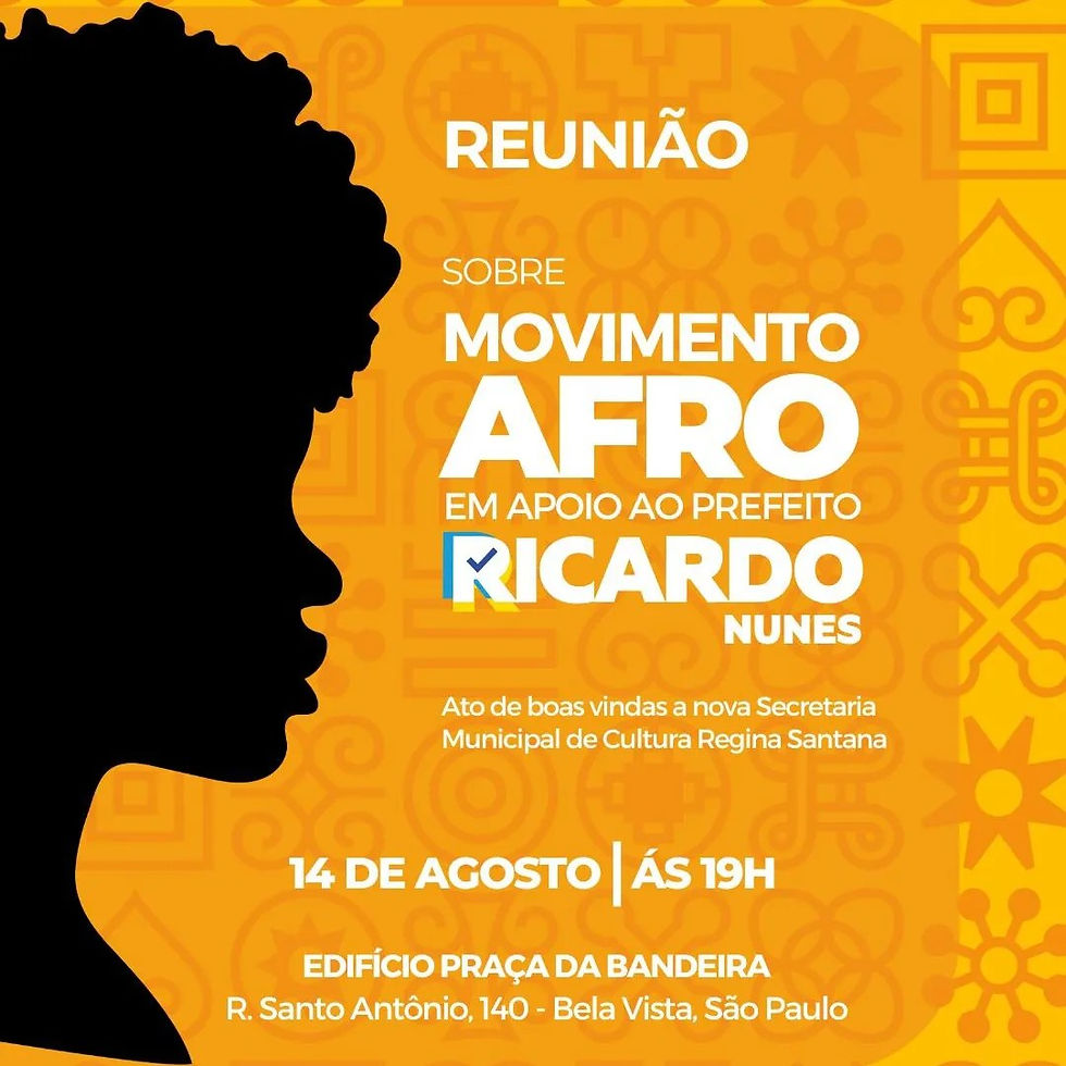 Foto do convite da reunião sobre o movimento afro em apoio ao prefeito. Movimento sp frente cidadã