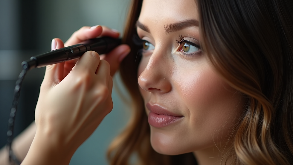 Close-up view of premium hair extensions being applied in a salon