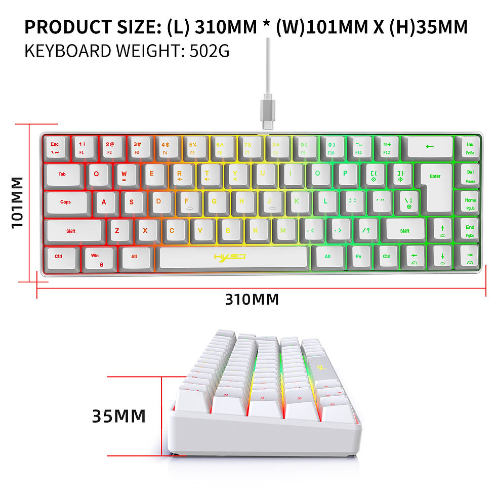 Miniatura: 68 Keys Gaming Keyboard USB Wired Portable 20 RGB Backlight Spanish Korean Russi