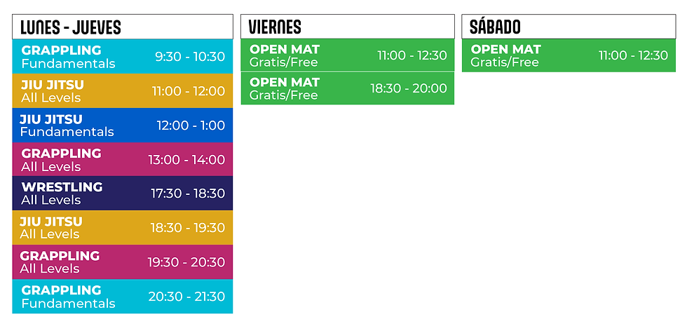 Acros Jiu-Jitsu Desktop View Schedule
