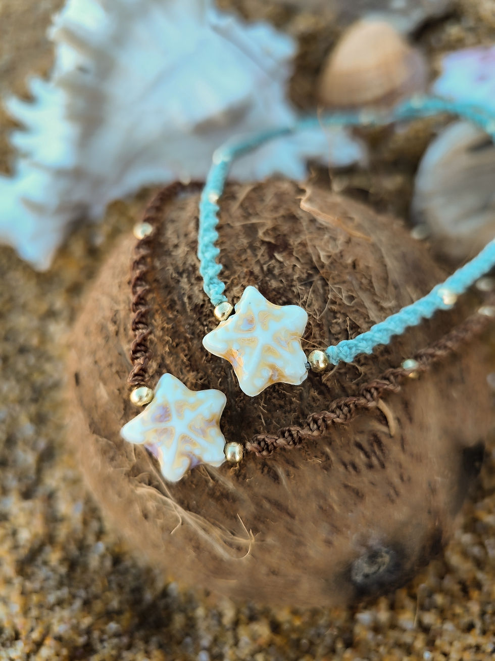 Collier macramé étoile de mer femme