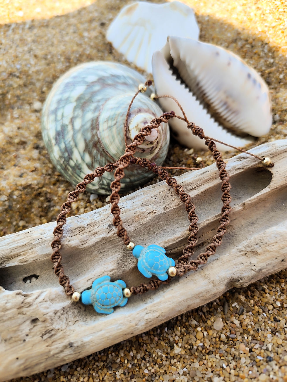 Miniature : Bracelet en macramé et tortue