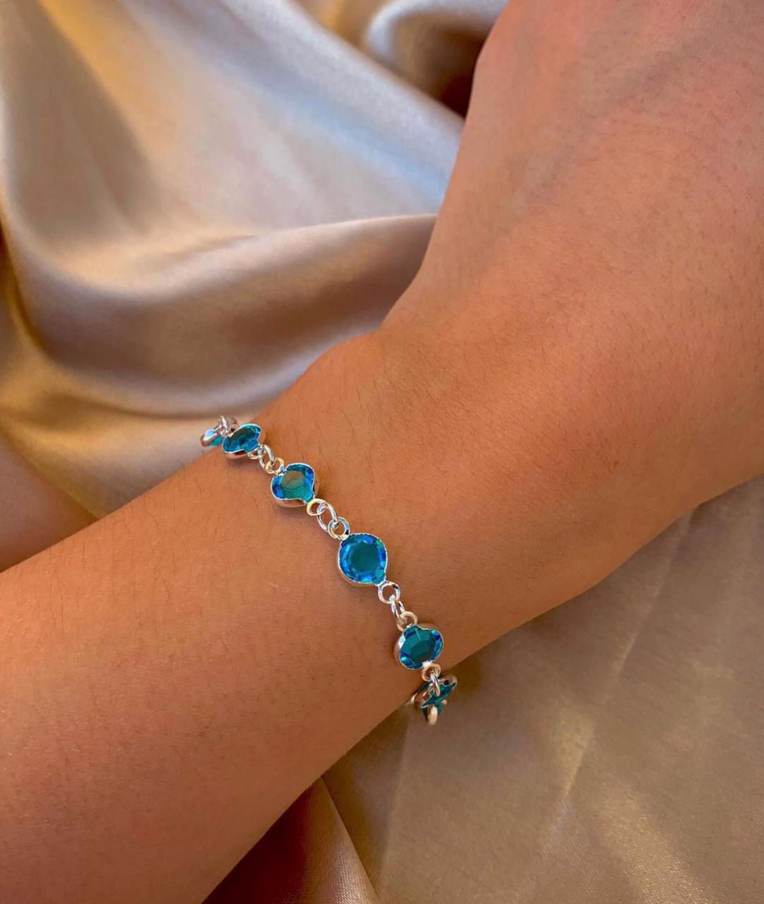 Pulseira Bolinhas Blue Banhada