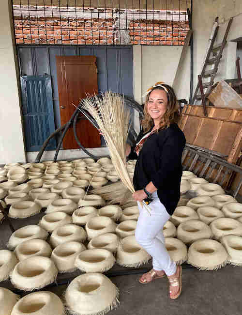 One of the Crafts-Women, Laura Josefina Kelly holding Toquilla Straws.