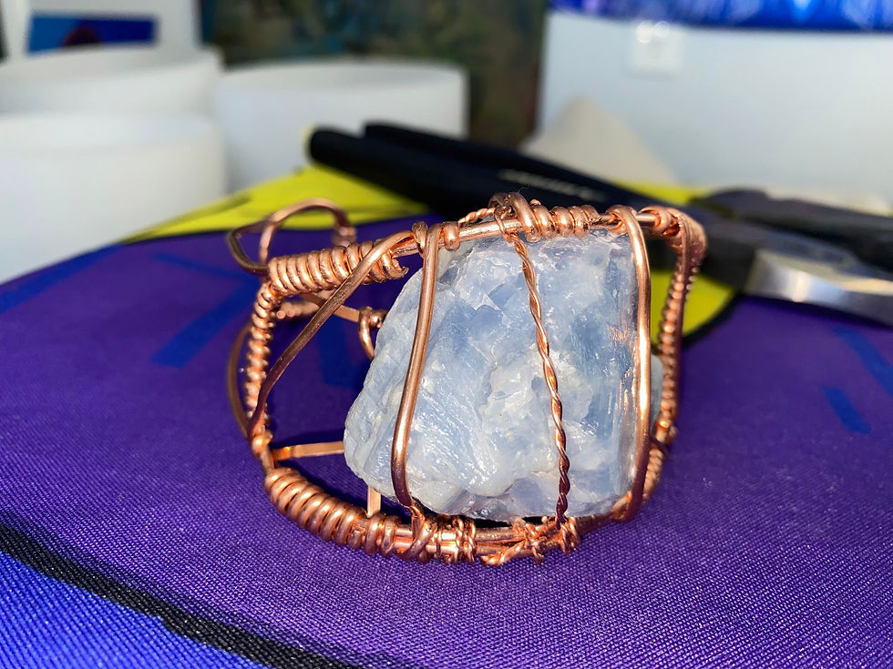 Raw Blue Calcite Copper Bracelet