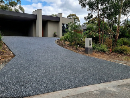 Dalmatian Exposed Aggregate Trend on a new driveway in Ferntree Gully Melbourne