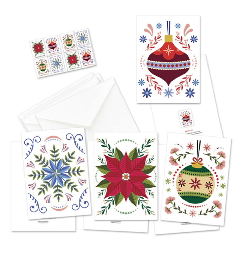 Folk Art at the Heart of the Four Holiday Joy Stamps and Four Winter Whimsy Stamps