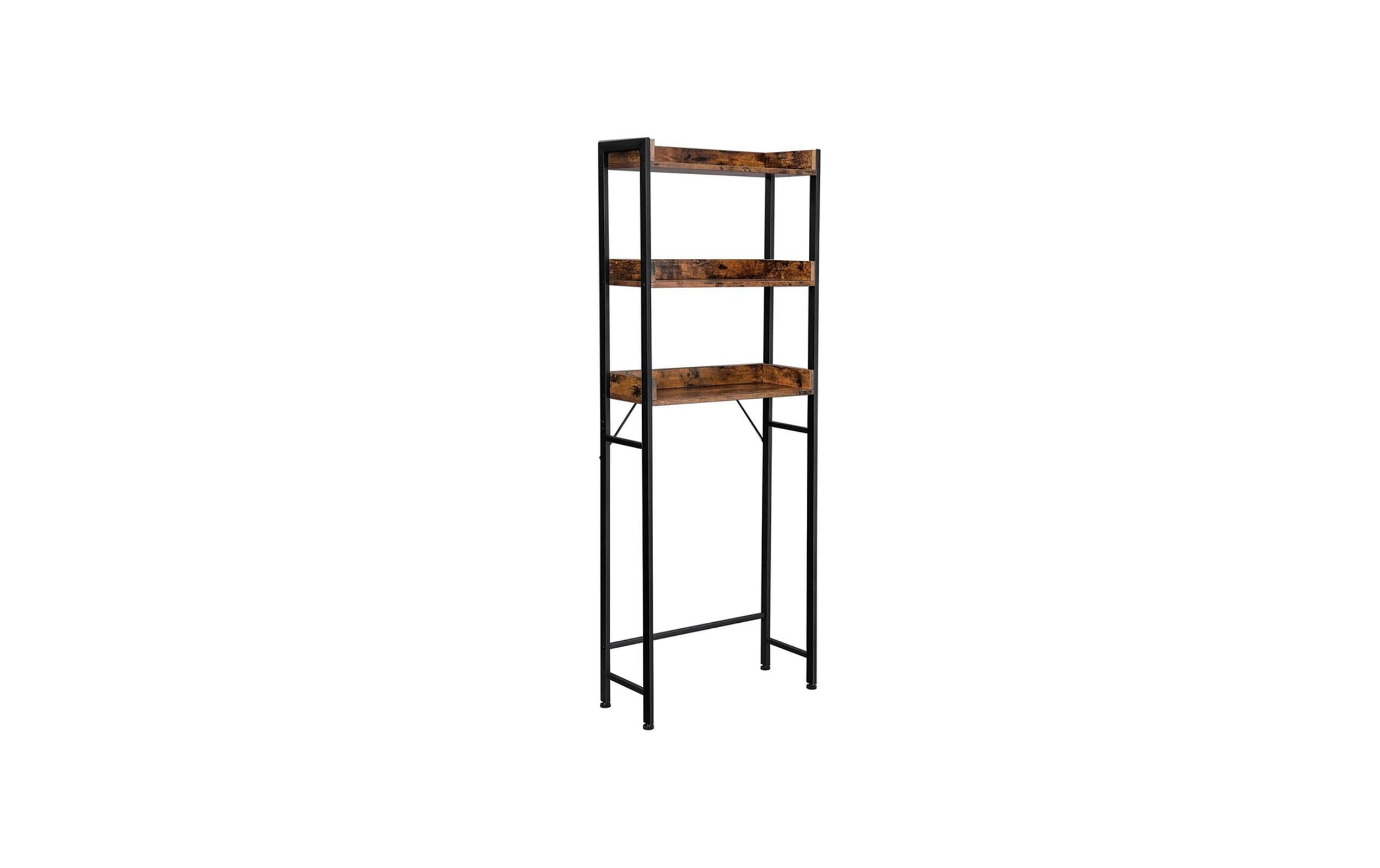 VASAGLE Badezimmerregal mit 3 Ablagen 63 x 165 cm, Schwarz/Braun