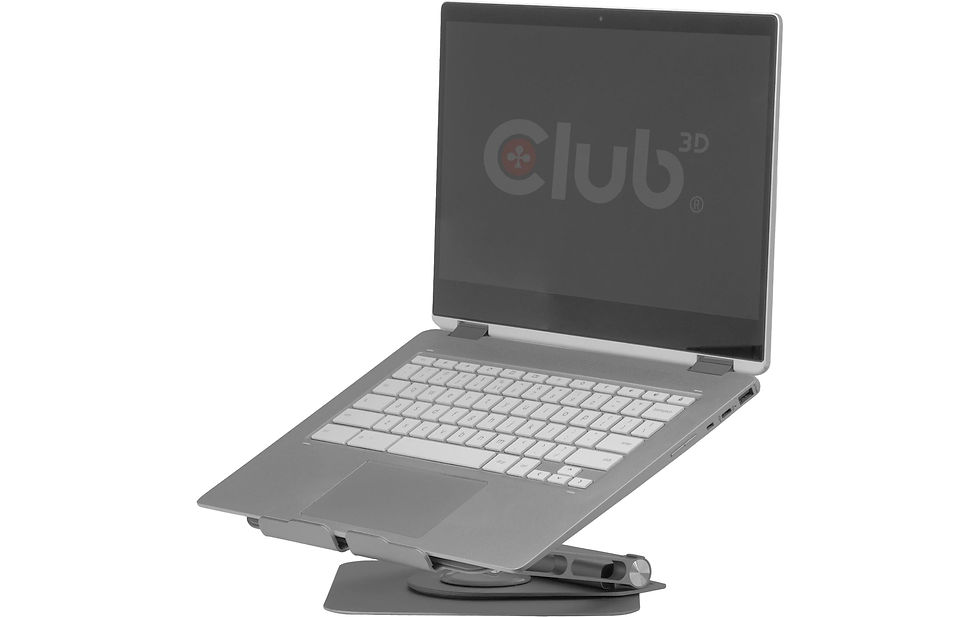 Miniaturbild: Club 3D Laptop-Ständer CSV-2554 Grau mit Hub 17.3 – Aluminium mit Hub 100W 360°