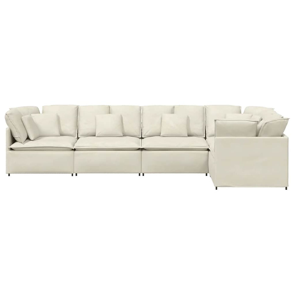 Miniaturbild: Modulares Sofa mit Kissen Samt Creme – 400 x 200 x 64 cm