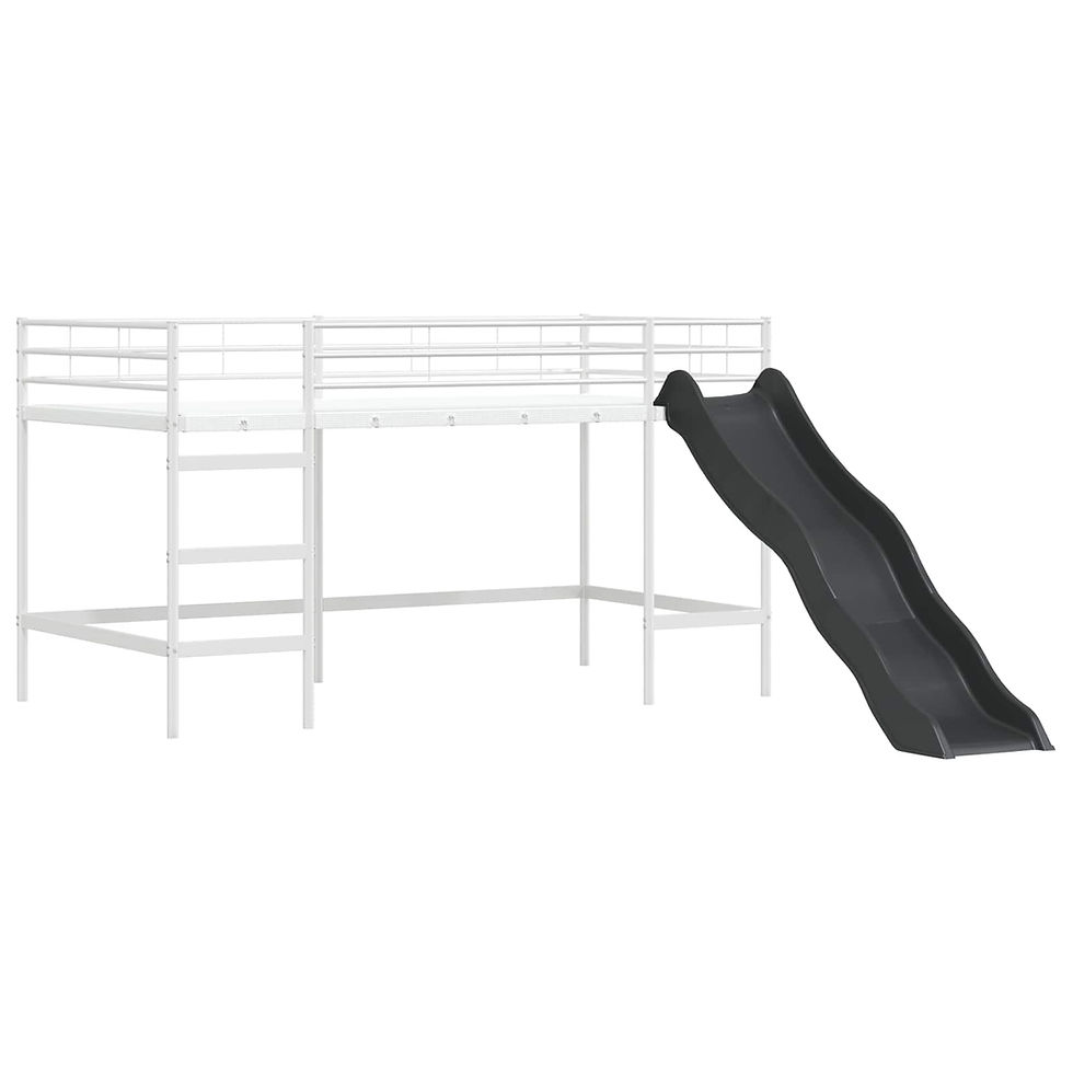 Miniaturbild: Kinder Etagenbett Gestell Uni Weiß und Blau 90 x 200 cm Metall