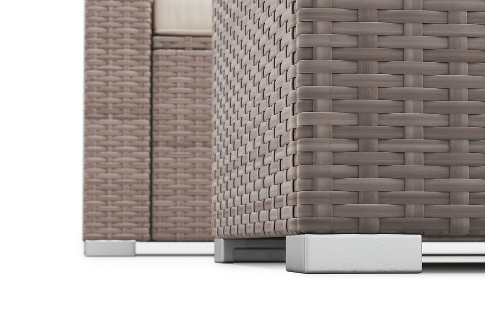 Miniaturbild: Detailaufnahme von beigem Outdoor Sitzkissen bei Lounge Möbeln