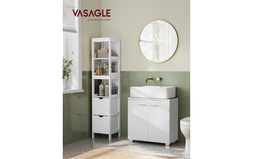 Miniaturbild: VASAGLE Waschbeckenschrank 60 x 60 cm, Weiss – 60x30x60 cm, MDF, Spanplatte