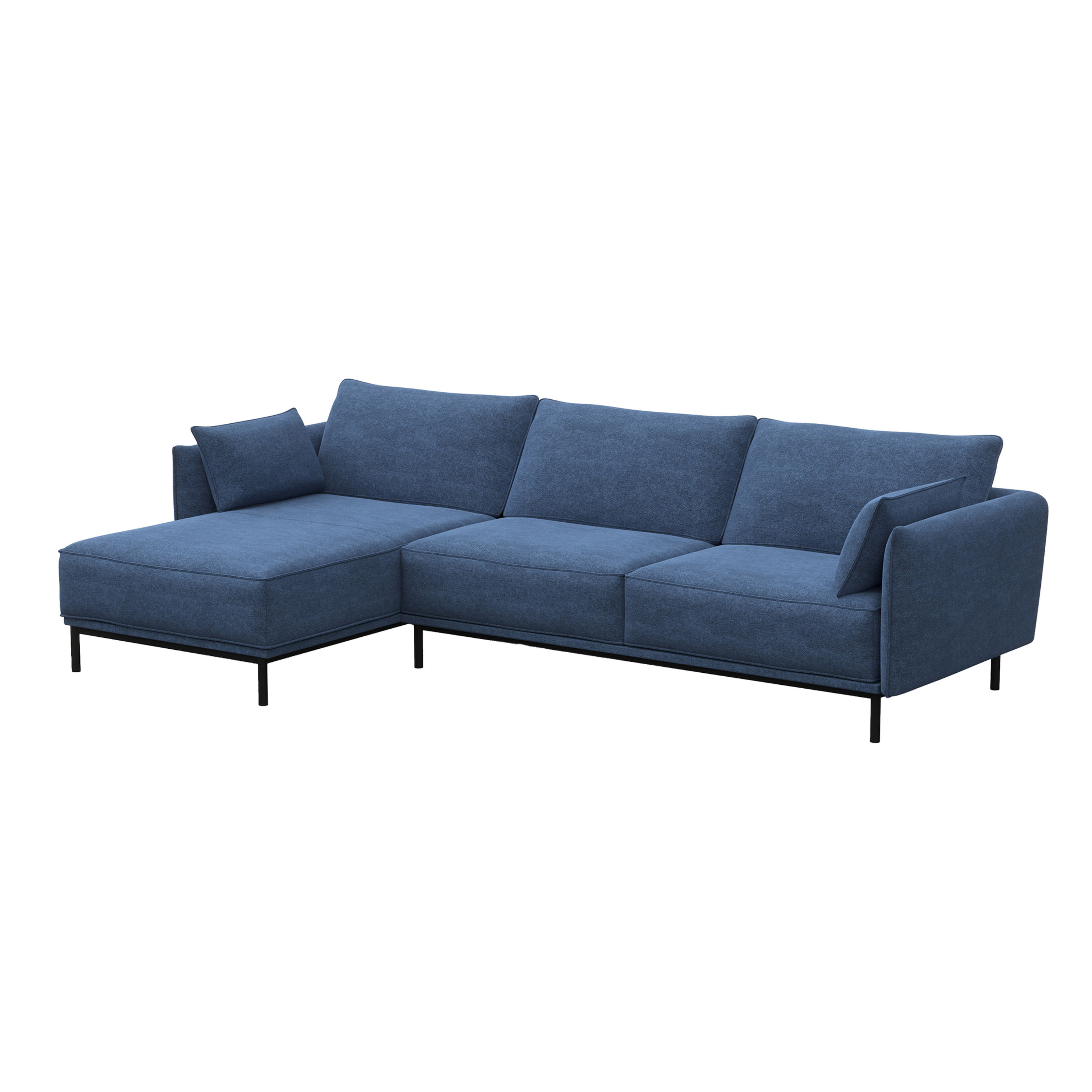 Ecksofa Elvis links blau mit gemütlicher Liegefläche