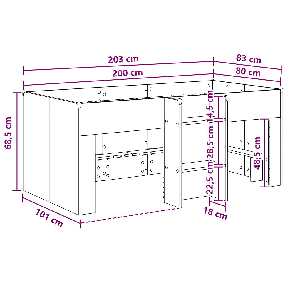 Miniaturbild: Hochbett für Kinder Sonoma-Eiche 80 x 200 cm Holzwerkstoff