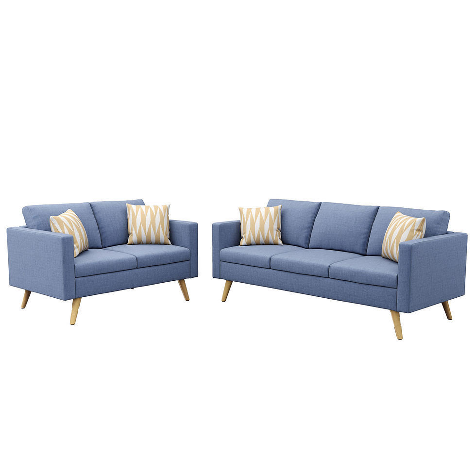 Blaues BLAIR Sofa Set mit 2-Sitzer und 3-Sitzer