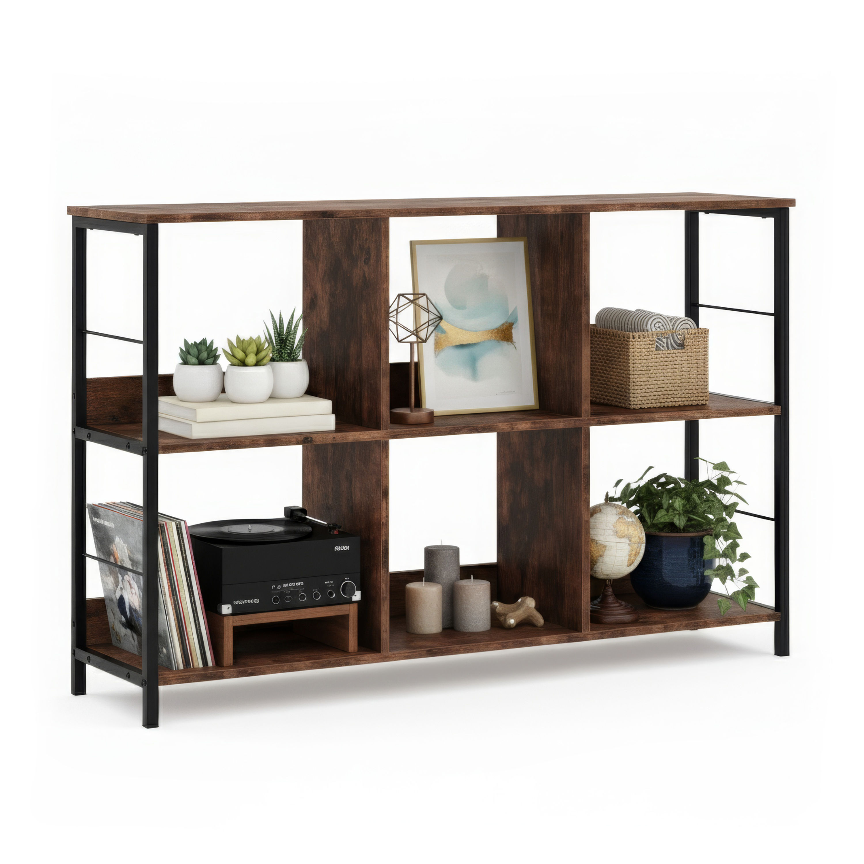 Bücherregal Vintage Bonita 6 Fächer 120 x 79 cm