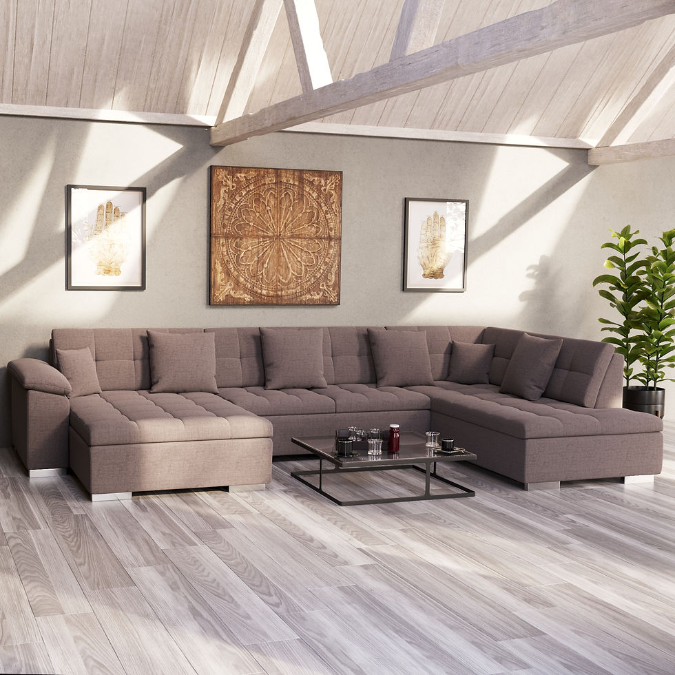 Miniaturbild: Modernes Taupe Sofa Schweiz im stilvollen Wohnzimmer
