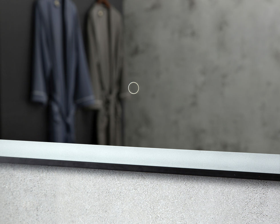Miniaturbild: LED Wandspiegel, 110x75 cm, schwarz | Evax24