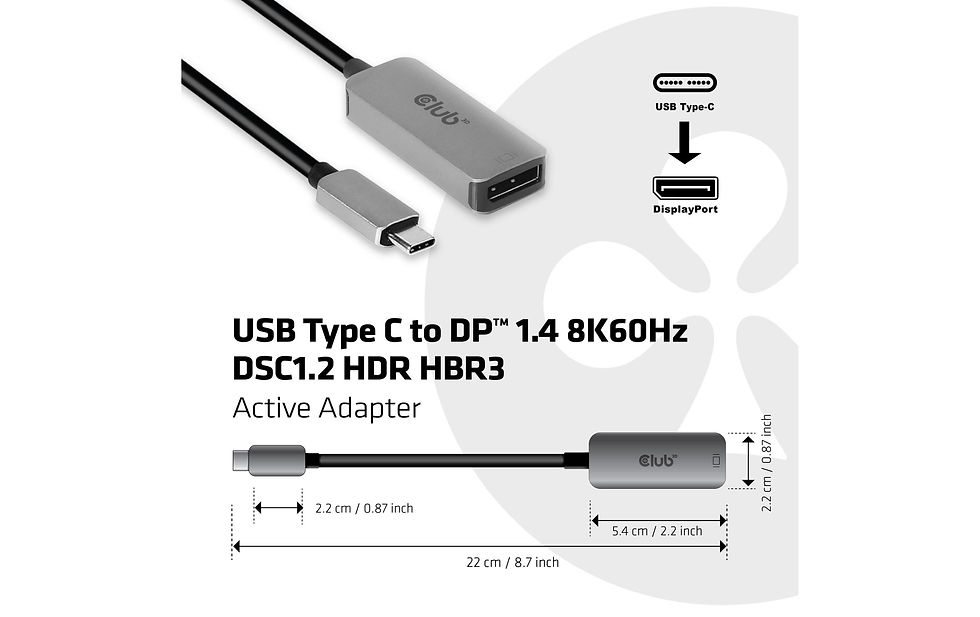 Miniaturbild: Club 3D Adapter USB Type C – DisplayPort 1.4