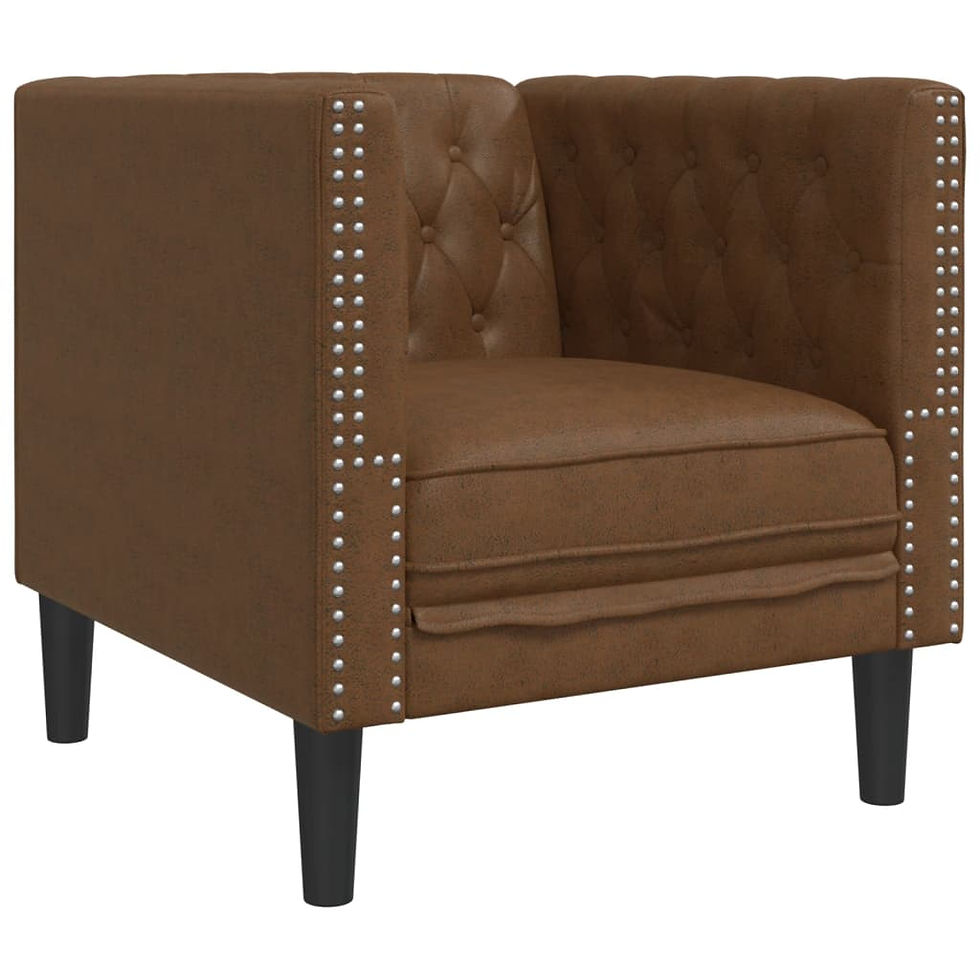 Miniaturbild: Chesterfield-Sofa-Set 3-teilig – Braun Wildleder-Optik