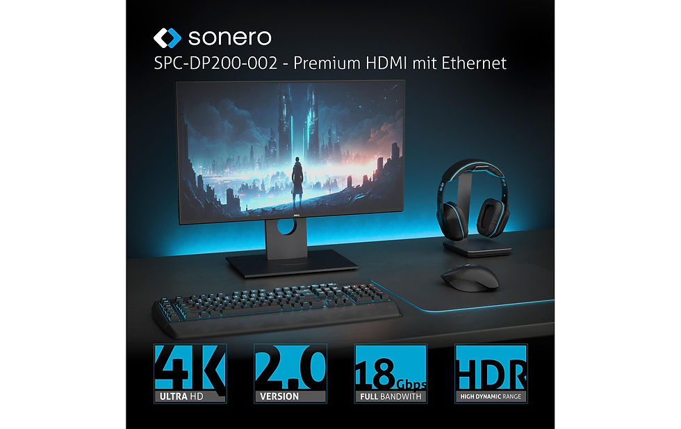 Miniaturbild: sonero Adapterkabel DisplayPort - HDMI – Nylon Mantel, 4K/60Hz