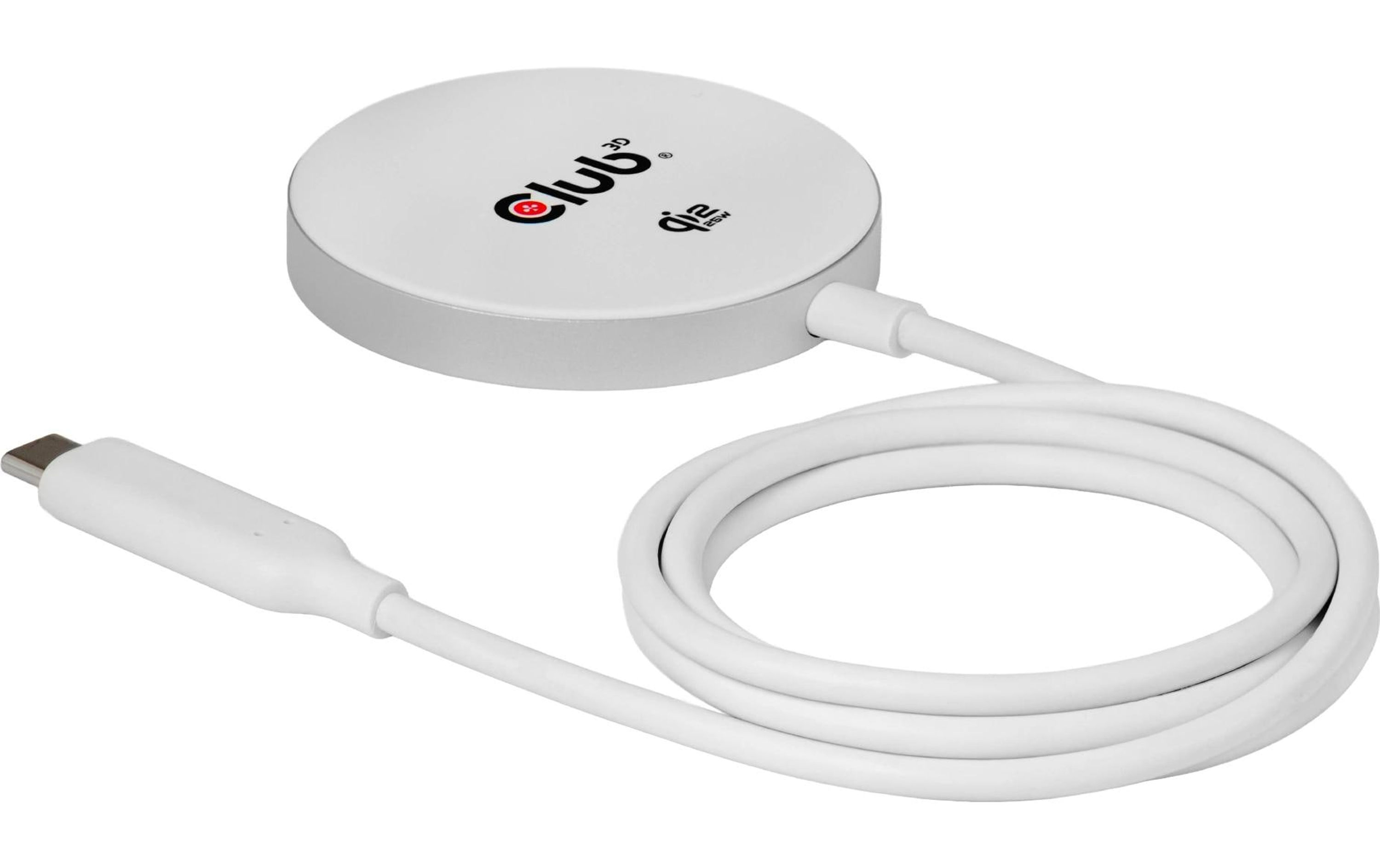 Club 3D Kabelloses Ladegerät Qi2 25 W Weiss – kabellos WH Qi 2.2