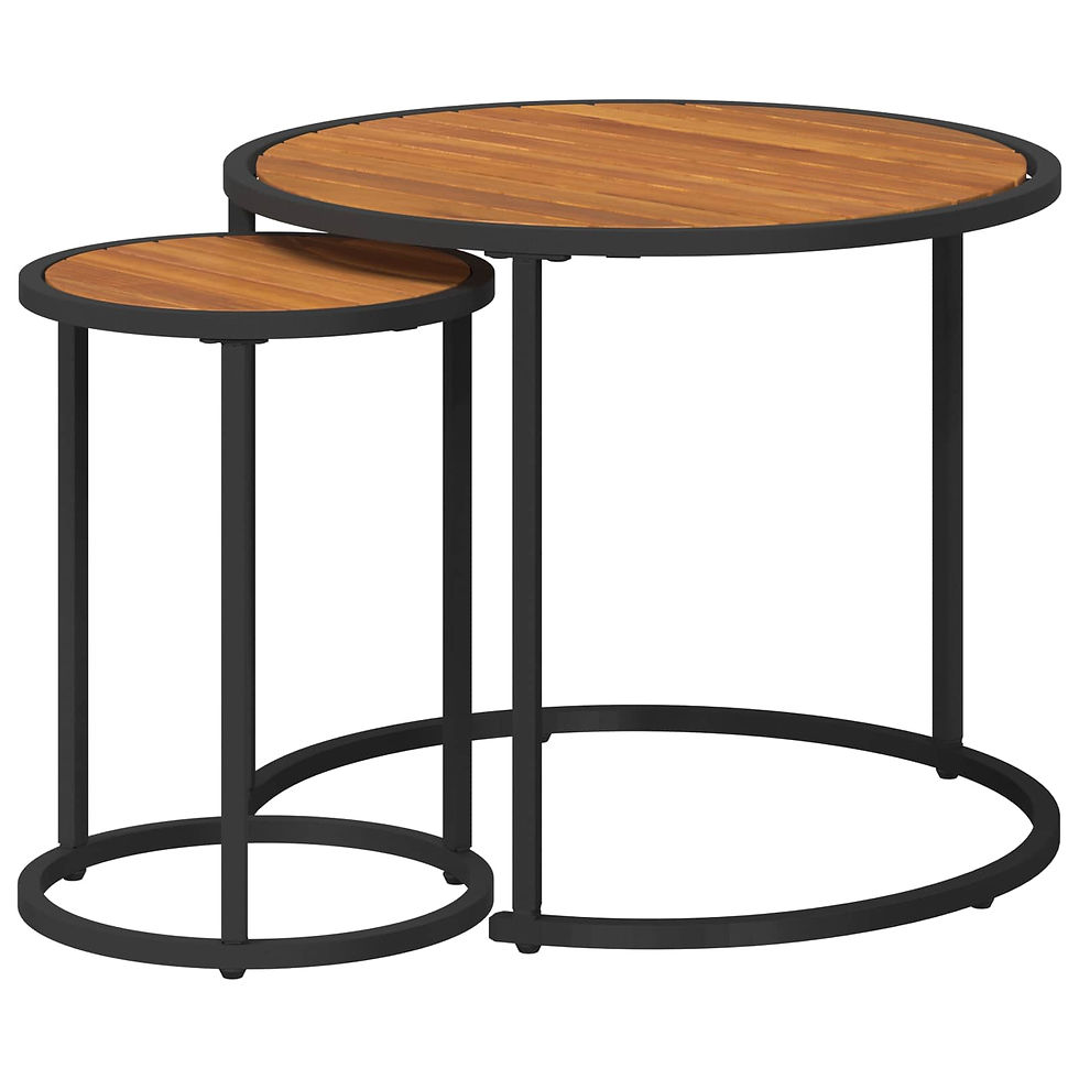 Miniaturbild: Kaffeetisch Set 2 stk. Natürlich und Schwarz 55 x 55 x 45 cm