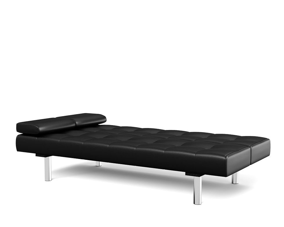 Miniaturbild: Schwarzes LENNY Sofa als Schlafbett ausgezogen