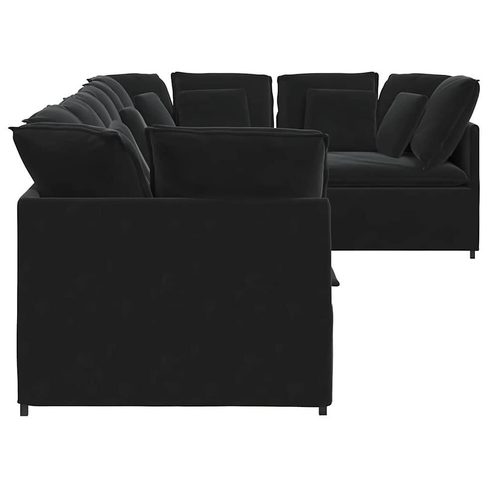Miniaturbild: Modulares Sofa mit Kissen Samt Schwarz – 400 x 200 x 64 cm