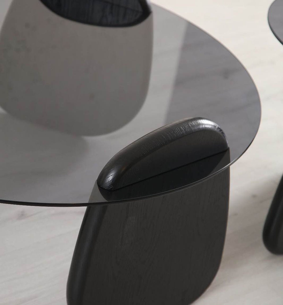 Schwarzes Couchtisch Set mit Glas