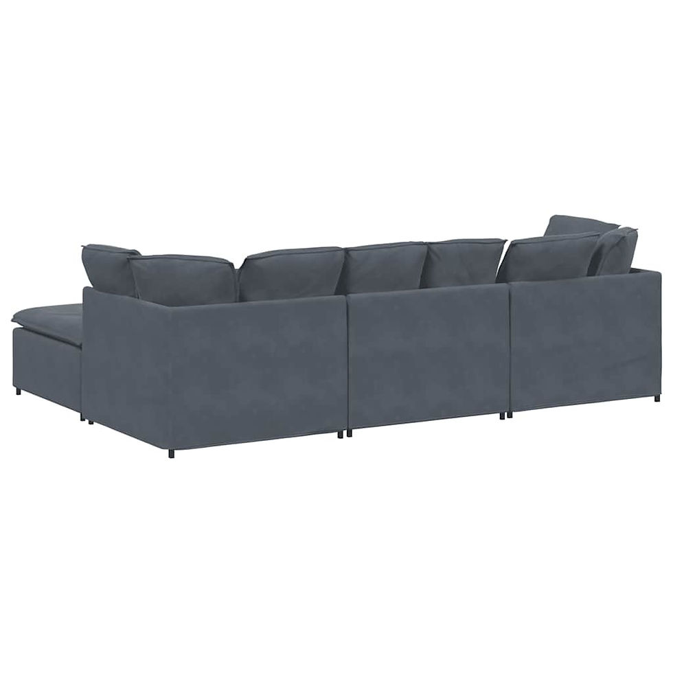 Miniaturbild: Modulares Sofa mit Fußhocker Kissen Samt Dunkelgrau – 300 x 200 x 64 cm