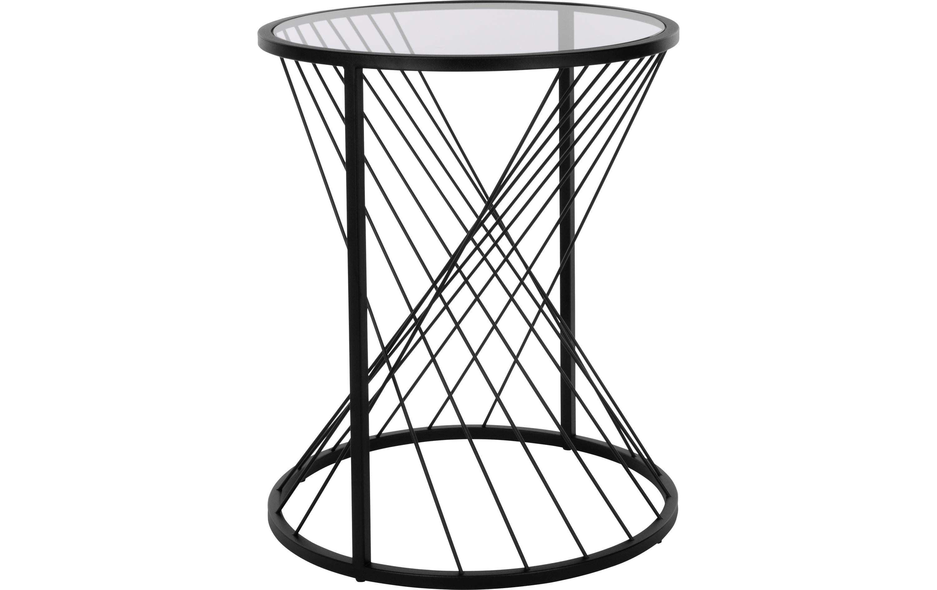 EGLO Beistelltisch Otawara Ø 46 x 55 cm, Schwarz – Metall/Glas, 46x55cm