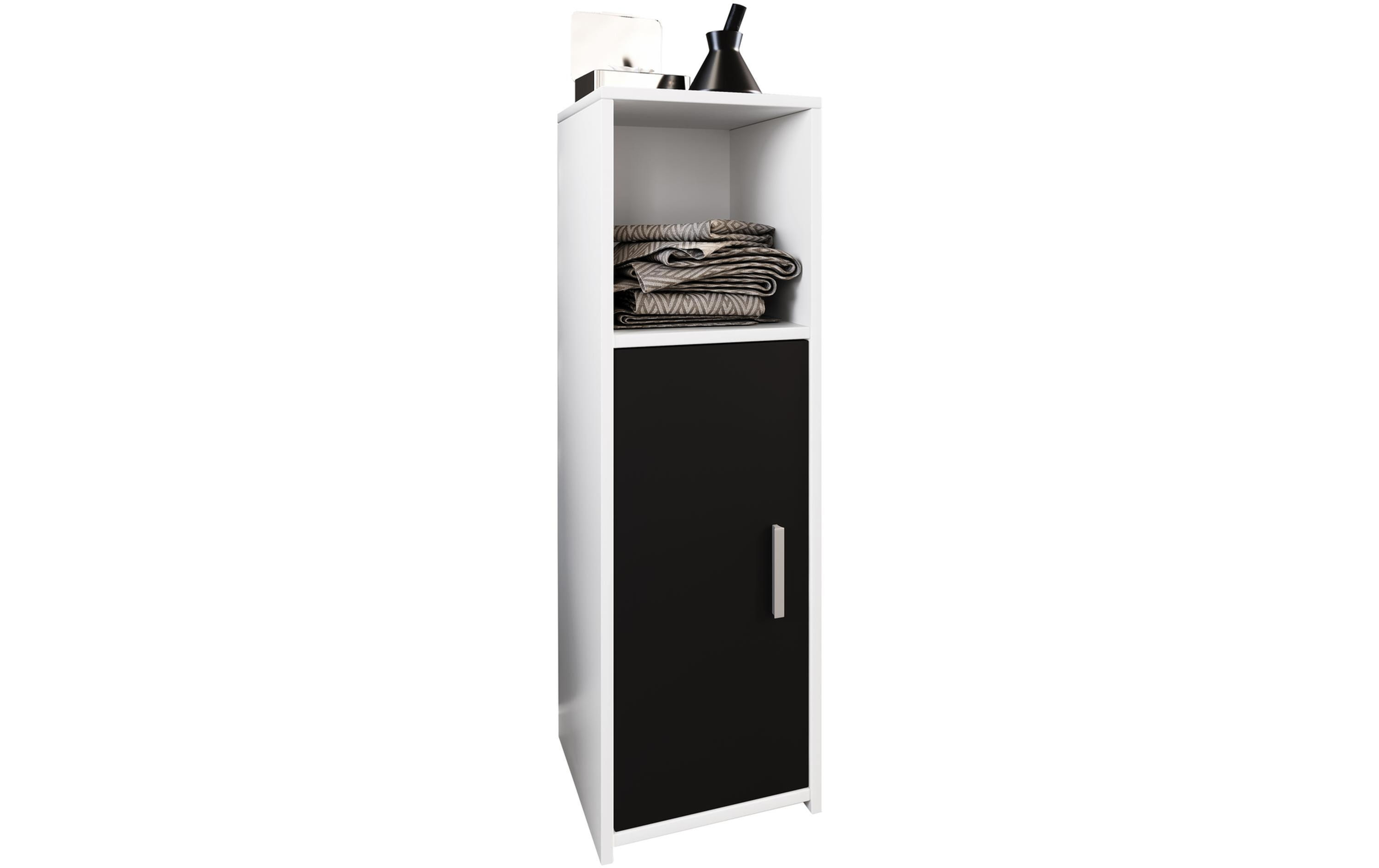 VCM Badezimmerregal Zalo L 30 x 95 cm, Weiss/Schwarz