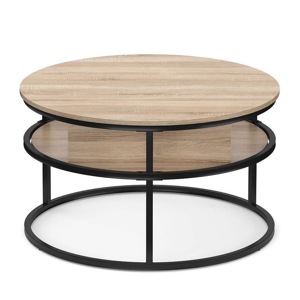Miniaturbild: Beistelltisch FLEXORA rund mit Stauraum 80 x 47 - 62 cm braun